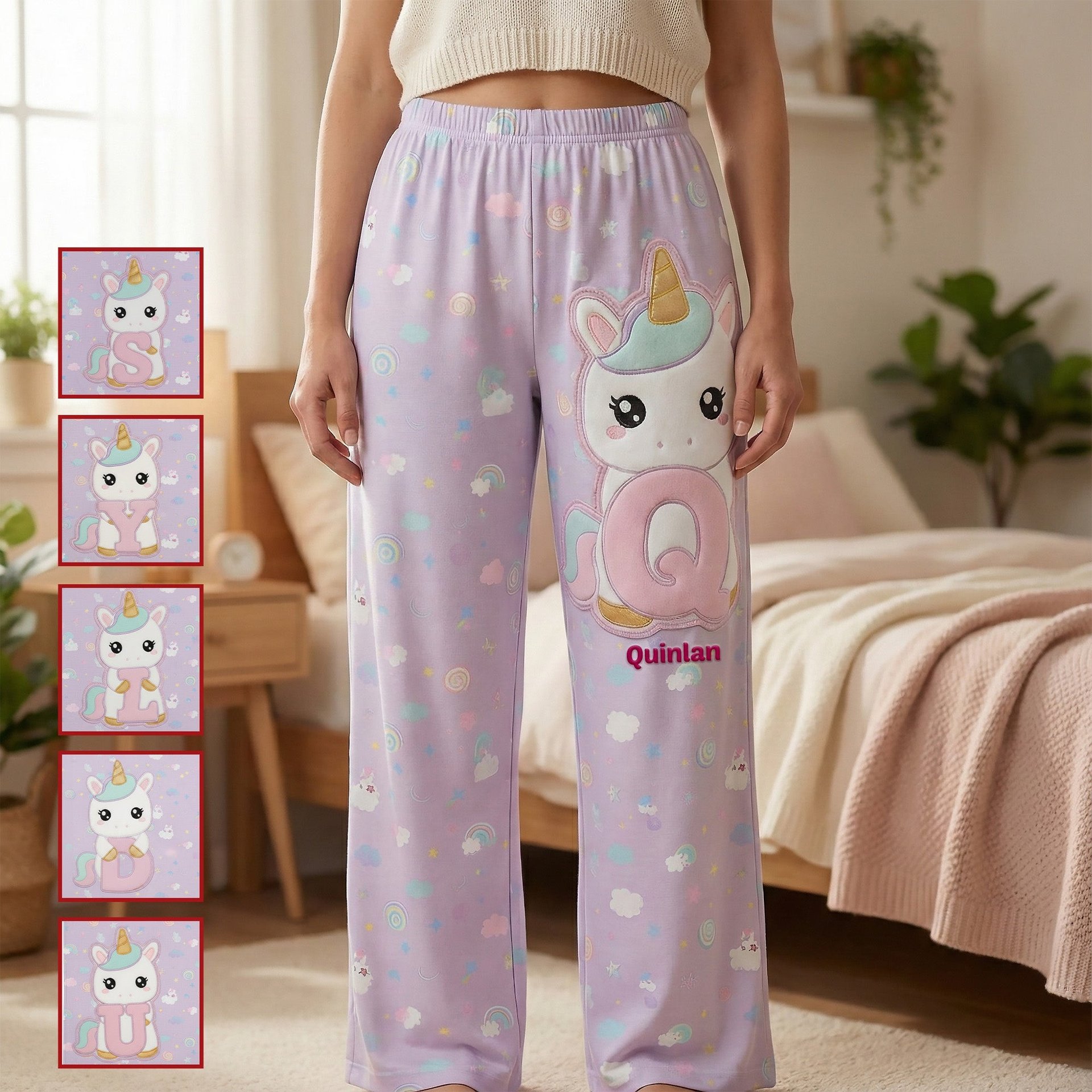 Unicorn Alphabet Pajama Pants - Personalized Gifts - Photo 1