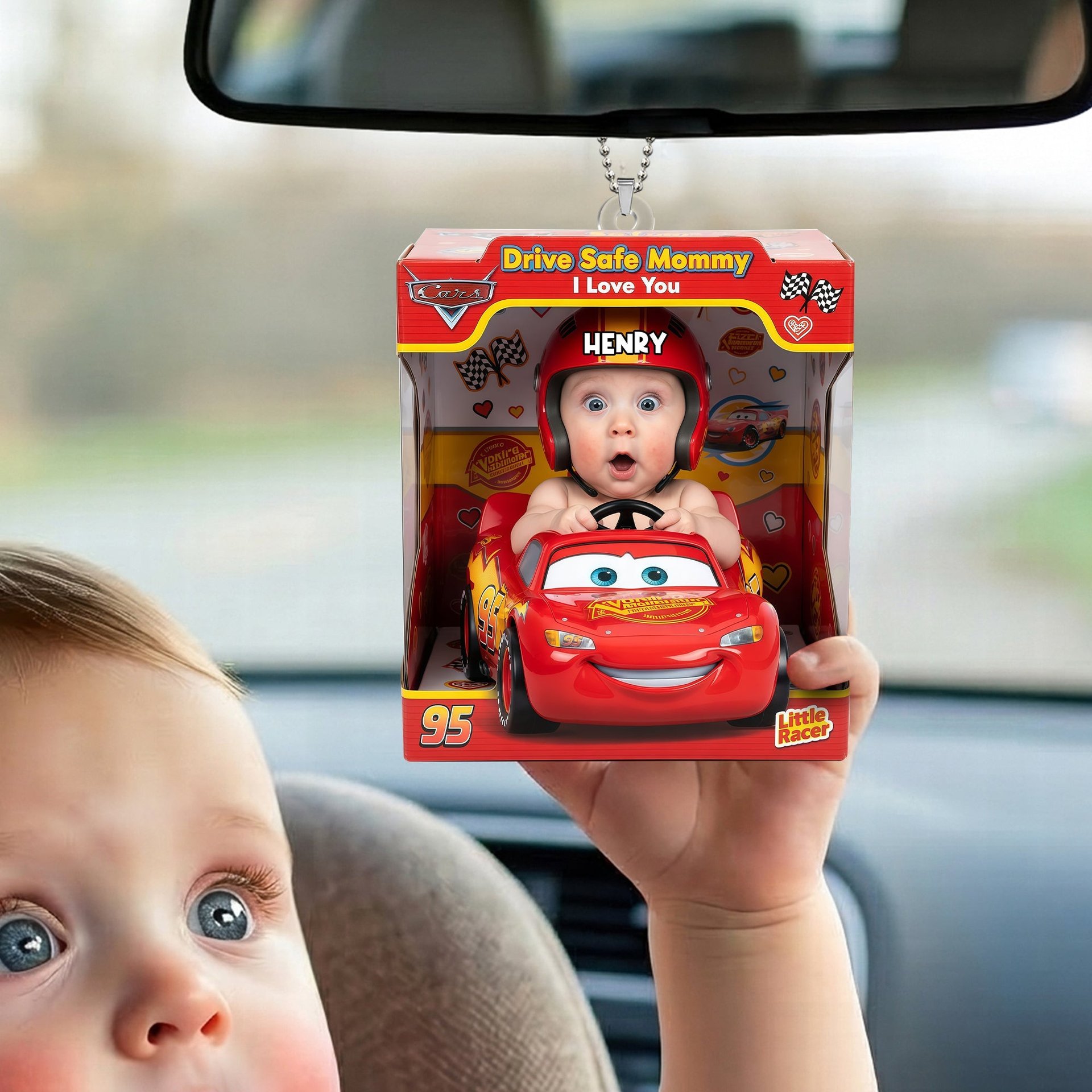 Drive Safe Mommy Car Car Ornament - Custom Photo Gifts For Mom Car Ornament - Photo 1
