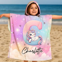Unicorn Alphabet - Personalized Kids Hooded Towel - Photo 1