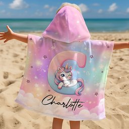 Unicorn Alphabet - Personalized Kids Hooded Towel - Photo 3