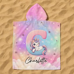 Unicorn Alphabet - Personalized Kids Hooded Towel - Photo 4
