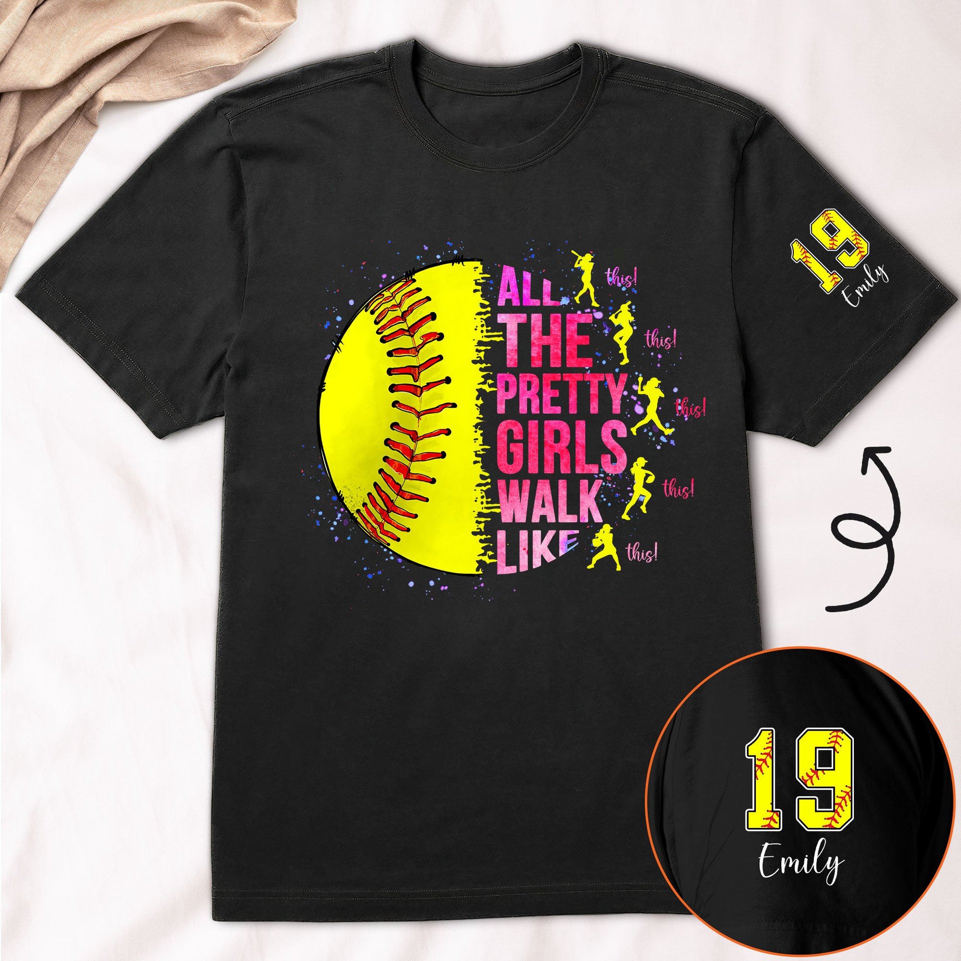 All The Pretty Girls Walk Like This, Softball Girl - Personalized Shirt - Photo 1