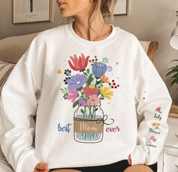 Best Mom, Grandma, Mama Ever Floral Custom Kids' Names - Personalized Sweatshirt - Photo 2