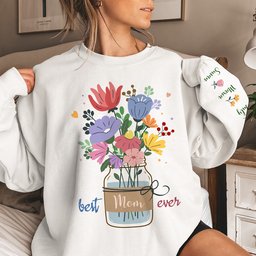 Best Mom, Grandma, Mama Ever Floral Custom Kids' Names - Personalized Sweatshirt - Photo 4