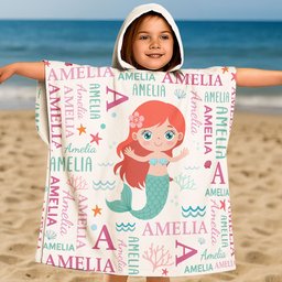 Cute And Beachy Custom Name - Personalized Kids Hooded Towel - Photo 1