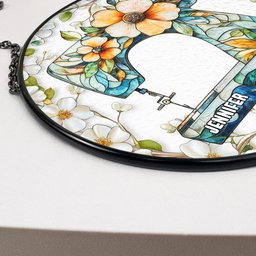Floral Sewing Machine - Personalized Stained Glass Window Hanging Suncatcher - Photo 4