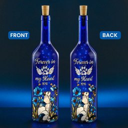 Forever In My Heart - Personalized Blue Bottle Lamp - Photo 4