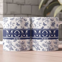 Mom, Mama, Grandma, Mimi With Kids' Names - Blue Toile De Jouy - Personalized Mug - Photo 2