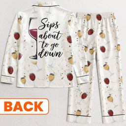 Sips About To Go Down - Personalized Satin Pajama Set – view 3
