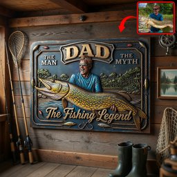 Custom Photo Fishing Dad Print Metal Sign - Personalized Gifts For Dad – view 2