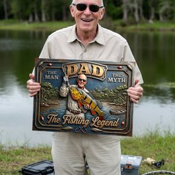 Custom Photo Fishing Dad Print Metal Sign - Personalized Gifts For Dad – view 3