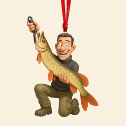 Funny Caricature Christmas Ornament – Custom Photo Gifts for Fishing Lovers – view 4
