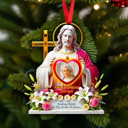 Memorial Jesus Ornament Custom Photo Gifts For Heaven – view 2