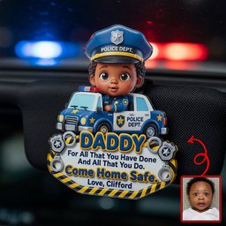 Come Home Safe Daddy Car Vision - Custom Photo Gifts For Police Officer Dads – view 2
