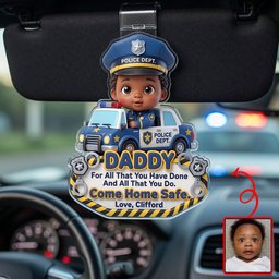Come Home Safe Daddy Car Vision - Custom Photo Gifts For Police Officer Dads – view 4