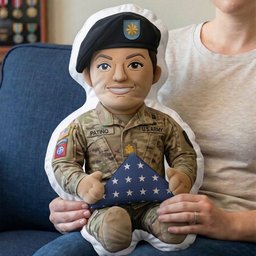 Custom Photo Military Memorial Folded Flag Pillow, Personalized Keepsake To Remember A Veteran – view 3