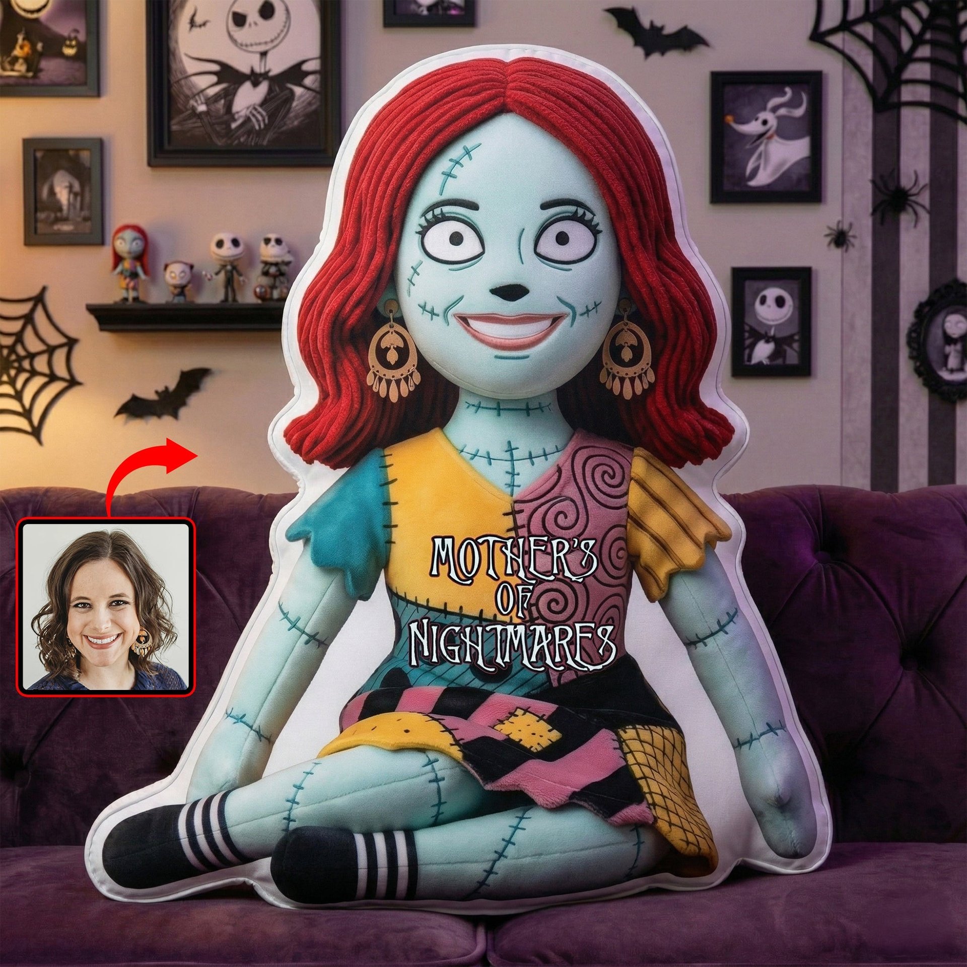 Custom Photo Spooky Pillow - Personalized Gifts For Mother