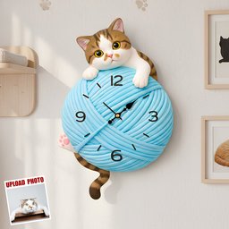 Cute Cat Custom Photo Acrylic Hanging Wall Clock - Gifts For Cat Lovers – view 2