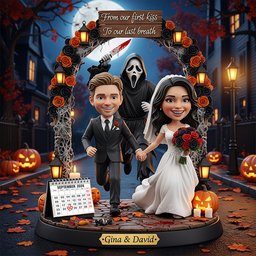 Custom Photo Plaque Personalized Funny Halloween Gifts For Newlywed Couple – view 2