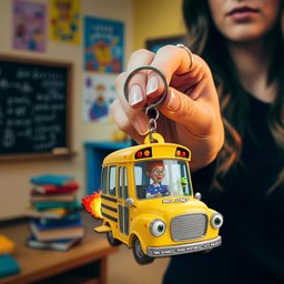 Adventure School Bus Acrylic Keychain - Personalized Custom Photo Gifts For Teacher – view 3