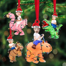 Custom Photo Gifts For Kids Christmas Ornament 01natn300824 Funny Kid Riding – view 2