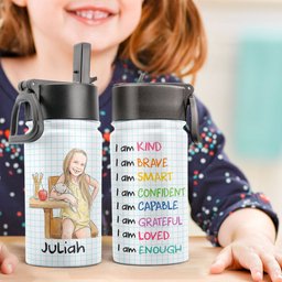 I Am Kind Affirmation Watercolor Art - Personalized Water Bottle – view 8