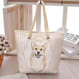 Summer Bag Custom Pet Portrait Watercolor Art - Personalized Beach Bag – view 6