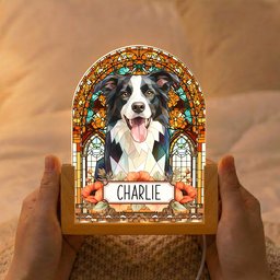 Custom Pet Portrait Stained Glass Style Memorial Gift For Pet Owners - Personalized Night Light – view 2