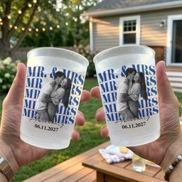 Mr. & Mrs, Wedding Cups, Frosted Cups, Wedding Toast Cups - Personalized Cups – view 5