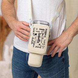 Word Art Names For Travel Lovers - Custom Water Bottle Carrier Bag – view 4