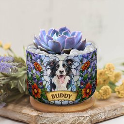 Custom Pet Portrait Stained Glass Style Pet Loss Gift For Pet Owners - Personalized Plant Pot – view 4
