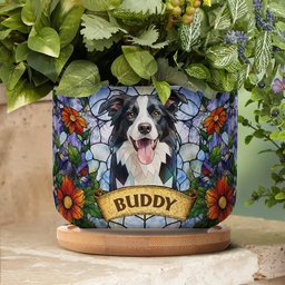 Custom Pet Portrait Stained Glass Style Pet Loss Gift For Pet Owners - Personalized Plant Pot – view 5