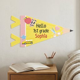 Hello School Back To School Gift For Kid First Day Of School - Personalized Pennant – view 3