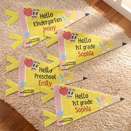 Hello School Back To School Gift For Kid First Day Of School - Personalized Pennant – view 2
