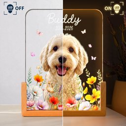 Custom Pet Portrait Floral Memorial Gift For Pet Owners - Personalized Night Light – view 4