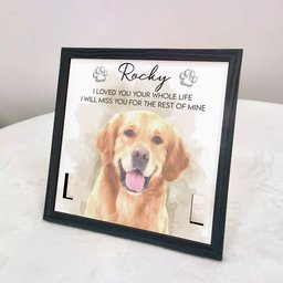 Pet Collar Frame Keepsake Custom Pet Portrait Watecolor Art - Personalized Frame – view 5