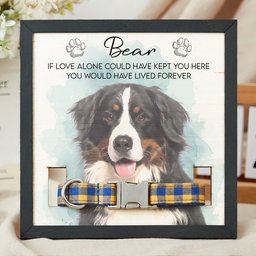 Pet Collar Frame Keepsake Custom Pet Portrait Watecolor Art - Personalized Frame – view 2