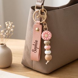 Monogrammed Custom Name Gifts For Her, Bridesmaids, Friends, Daughter, Coworkers - Personalized Beaded Keychain – view 5