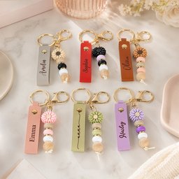 Monogrammed Custom Name Gifts For Her, Bridesmaids, Friends, Daughter, Coworkers - Personalized Beaded Keychain – view 2