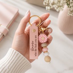 Custom Engraved Inspirational Message For Her, Daughter, Friends, Self Gift - Personalized Beaded Keychain – view 4
