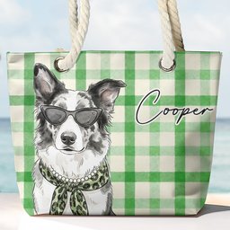 Custom Pet Portrait Watercolor Art Summer Beach Accessories - Personalized Beach Bag – view 2