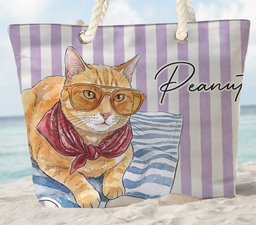 Custom Pet Portrait Watercolor Art Summer Beach Accessories - Personalized Beach Bag – view 4