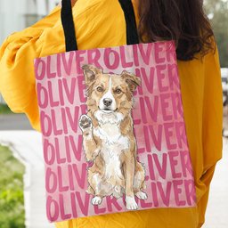 Custom Pet Portrait & Name Watercolor Style - Personalized Tote Bag – view 5