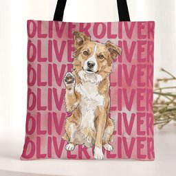 Custom Pet Portrait & Name Watercolor Style - Personalized Tote Bag – view 2