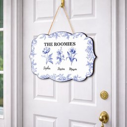Dorm Room Birth Month Flower Toile De Jouy Style - Personalized Wood Sign – view 4