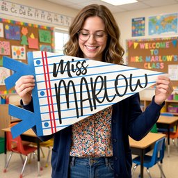 Teacher Custom Name Classroom Decor - Personalized Pennant – view 4