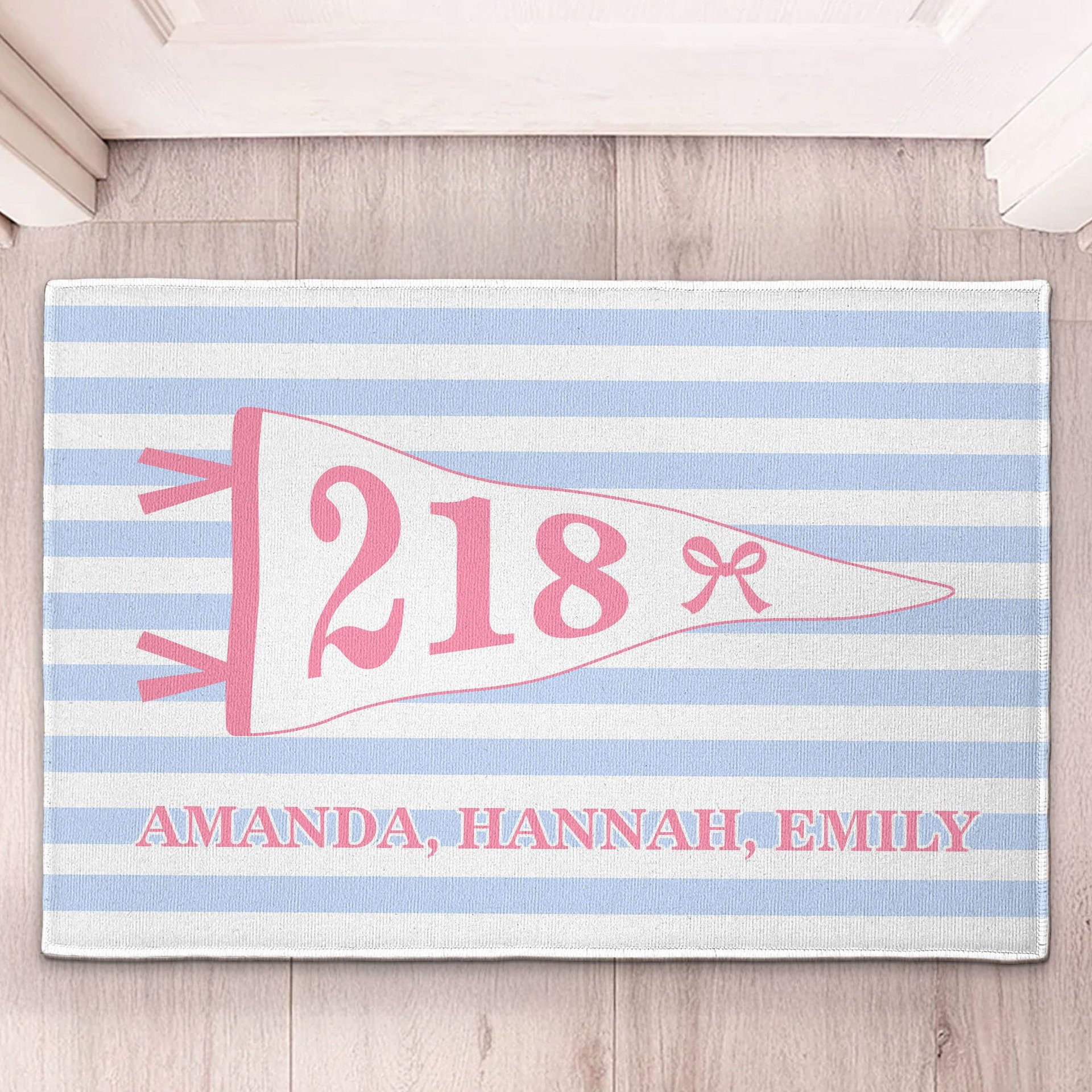 Stripes Pennant Dorm Room - Personalized Doormat