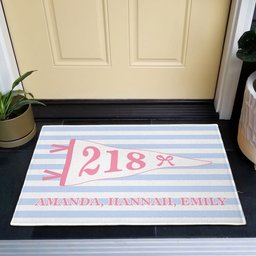 Stripes Pennant Dorm Room - Personalized Doormat – view 2