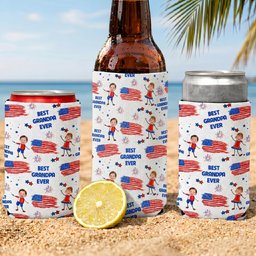 Father's Day Gifts, Best Dad Grandpa Ever Custom Photo - Personalized Can Cooler – view 5