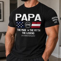 The Man The Myth The Legend - Dad, Papa 250 Years Anniversary - Custom Kids' Names On Sleeve - Up To 10 Names - Personalized 